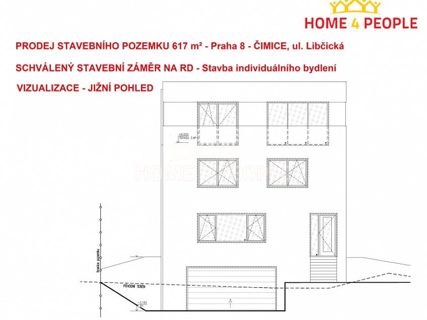 Prodej  stavebního pozemku 617 m^2 Libčická, Praha 8 