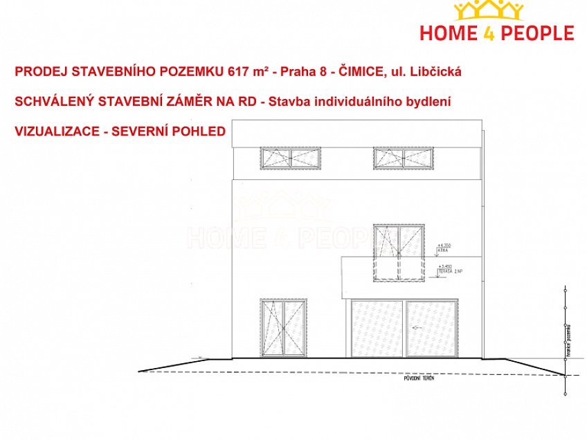 Prodej  stavebního pozemku 617 m^2 Libčická, Praha 8 