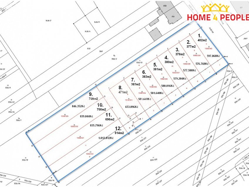 Prodej  stavebního pozemku 378 m^2 Dolní, Tlumačov 