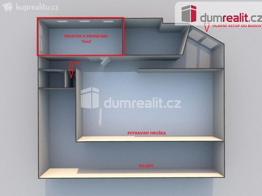 Pronájem  obchodních prostor 75 m^2 Lidická, Břeclav 