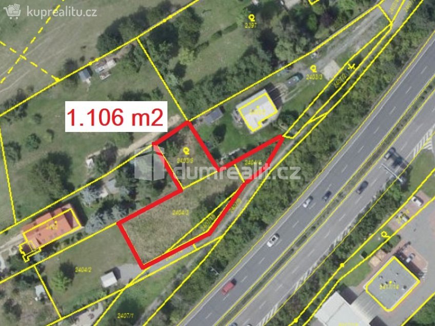 Prodej  stavebního pozemku 1106 m^2 Za dálnicí, Praha-Zbraslav 