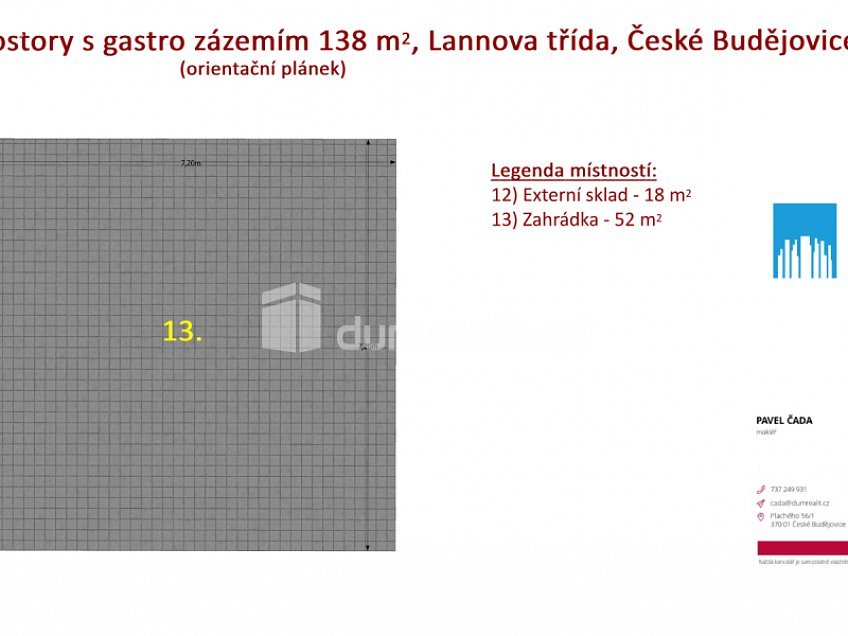 Pronájem  obchodních prostor 138 m^2 Lannova tř., České Budějovice 