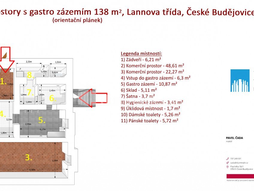 Pronájem  obchodních prostor 138 m^2 Lannova tř., České Budějovice 