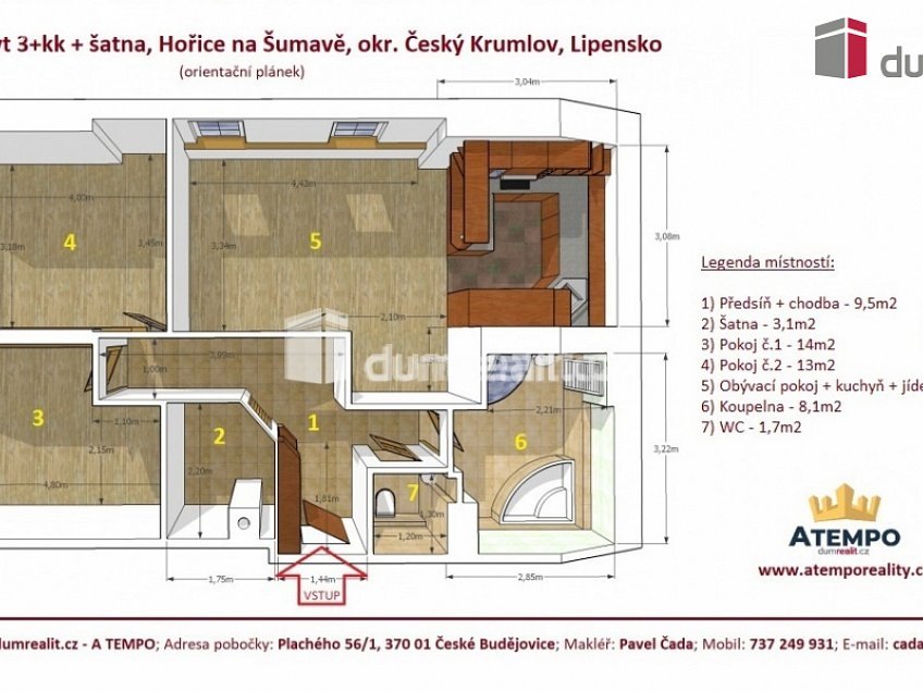 Prodej bytu 3+kk 77 m^2 Hořice na Šumavě, Hořice na Šumavě 