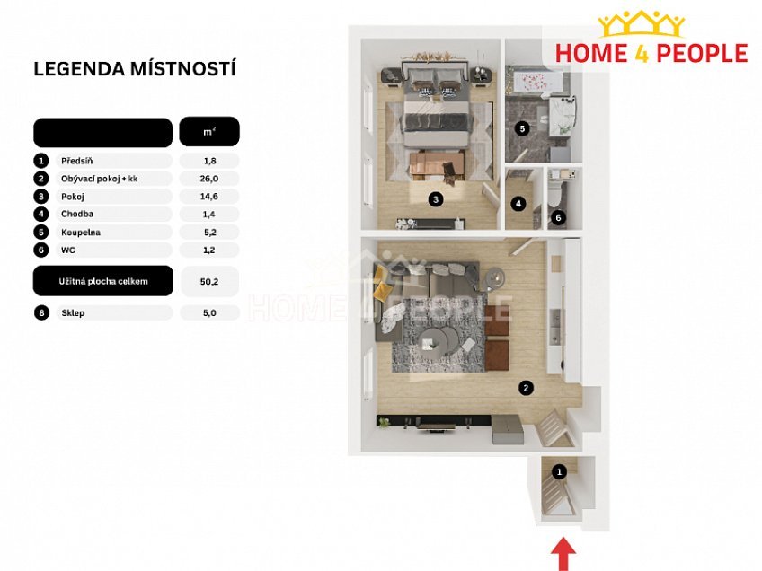 Prodej bytu 2+kk 52 m^2 Sokolovská, Praha 8 