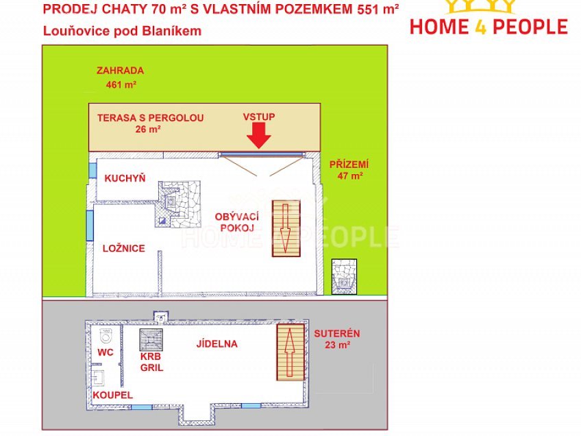 Prodej  chaty 70 m^2 J. Žižky, Louňovice pod Blaníkem 