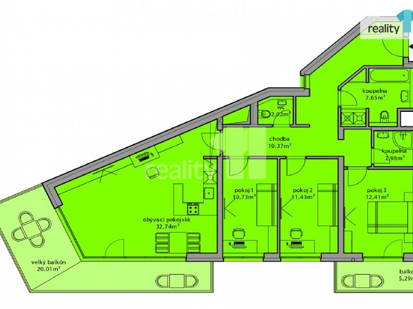 Prodej bytu 4+kk 131 m^2 Horolezecká, Praha 15 