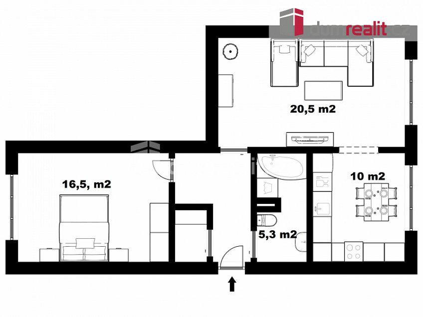 Pronájem bytu 2+1 61 m^2 Za Nádražím, Český Krumlov 