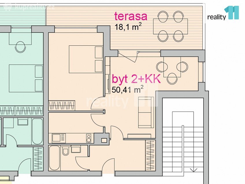 Pronájem bytu 2+kk 50 m^2 Žampiónová, Praha 22 