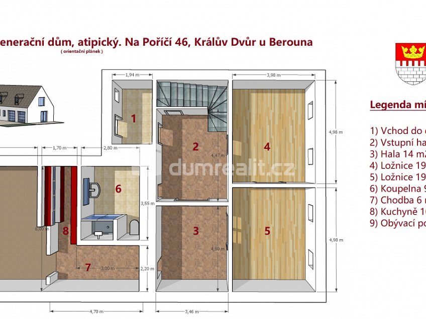 Prodej  rodinného domu 286 m^2 Na Poříčí, Králův Dvůr 