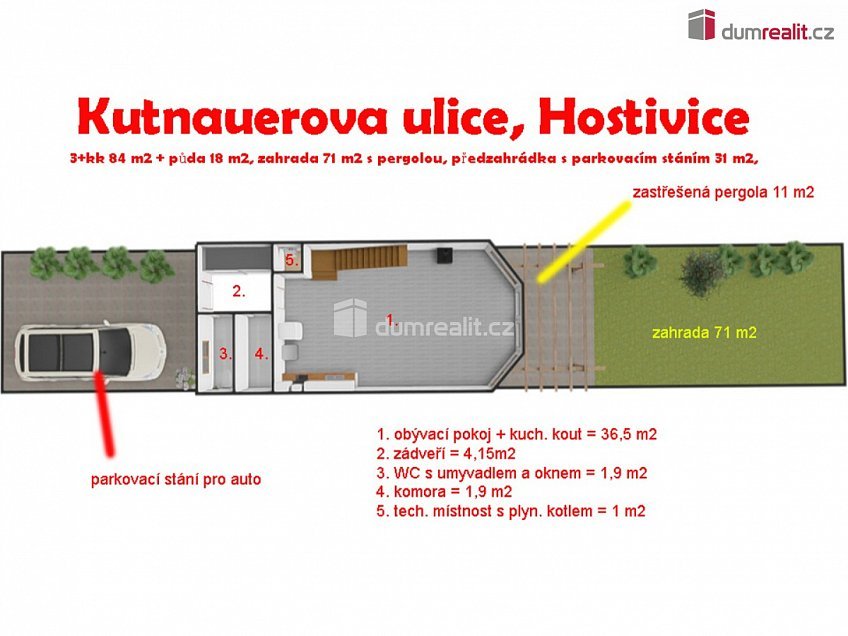 Prodej  rodinného domu 88 m^2 Kutnauerova, Hostivice 