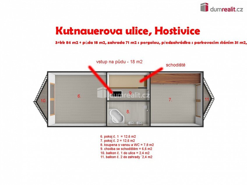 Prodej  rodinného domu 88 m^2 Kutnauerova, Hostivice 