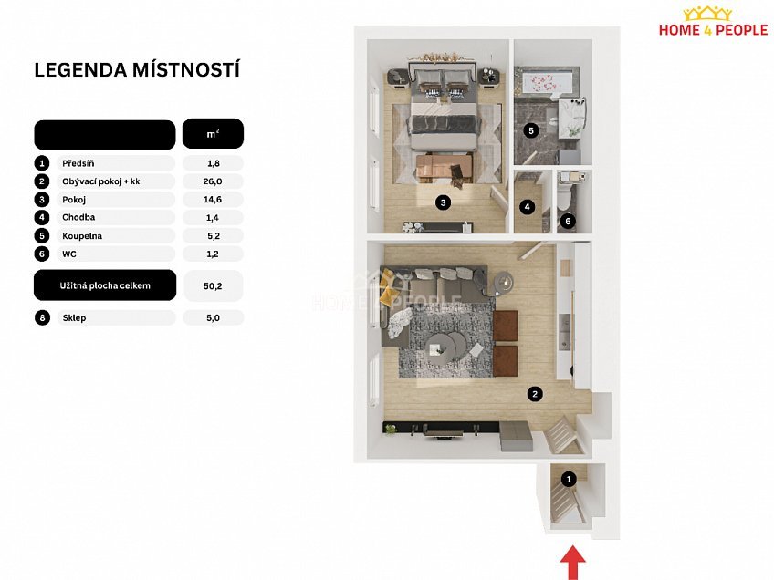 Prodej bytu 2+kk 52 m^2 Sokolovská, Praha 8 