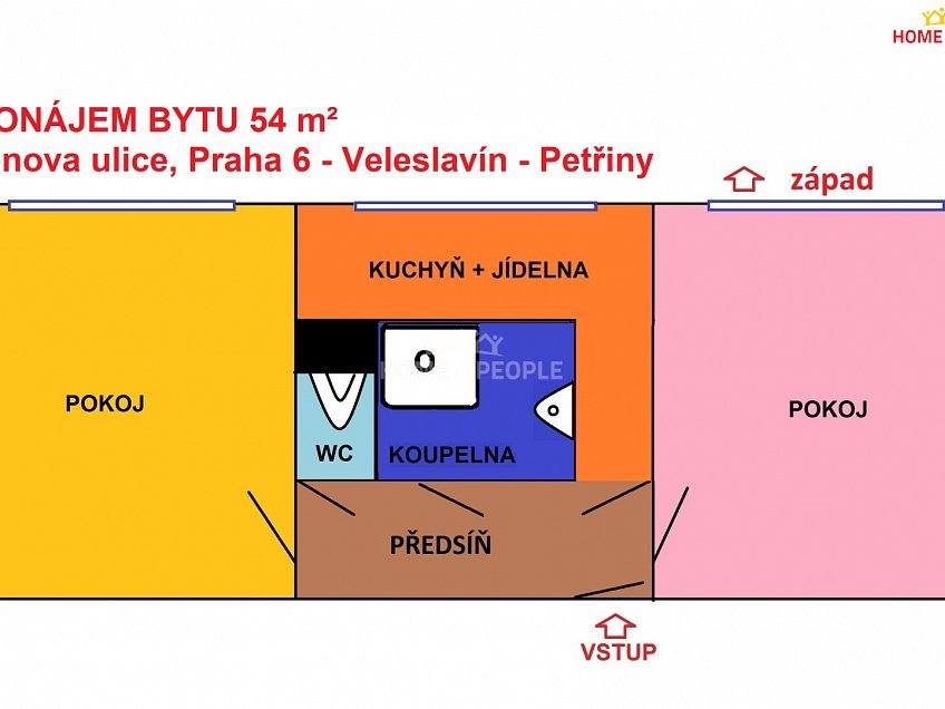 Pronájem bytu 2+1 54 m^2 Křenova, Praha 6 