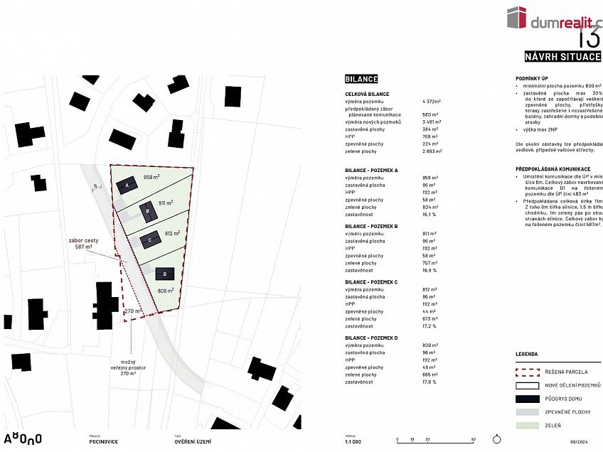 Prodej  stavebního pozemku 4102 m^2 Pocinovice, Pocinovice 