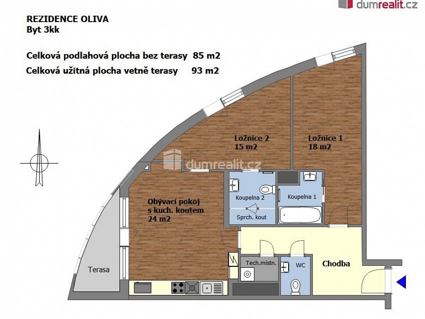 Pronájem bytu 3+kk 93 m^2 Hodonínská, Praha 4 