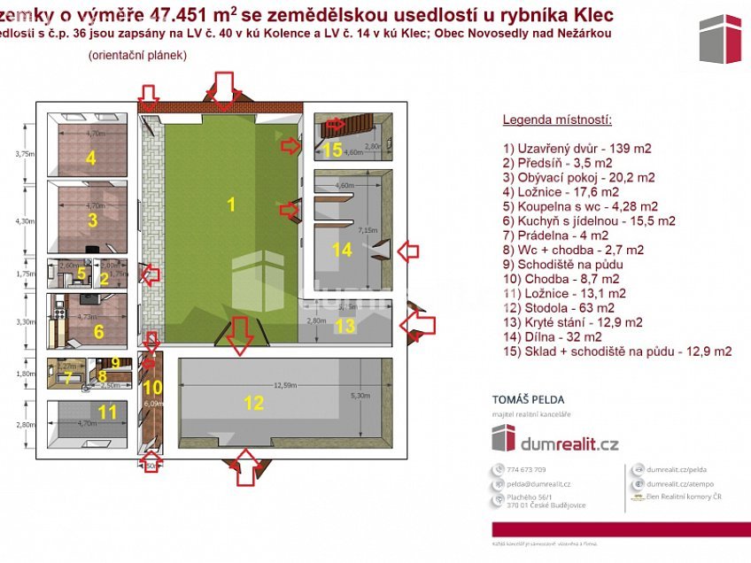 Prodej  zemědělských prostor 349 m^2 Novosedly nad Nežárkou, Novosedly nad Nežárkou 