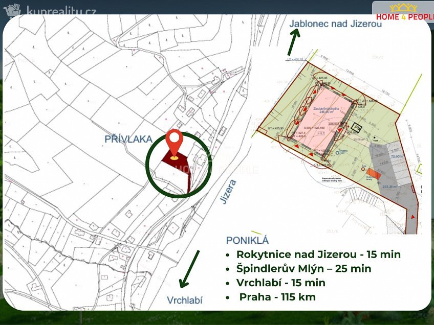 Prodej  stavebního pozemku 1636 m^2 Poniklá, Poniklá 