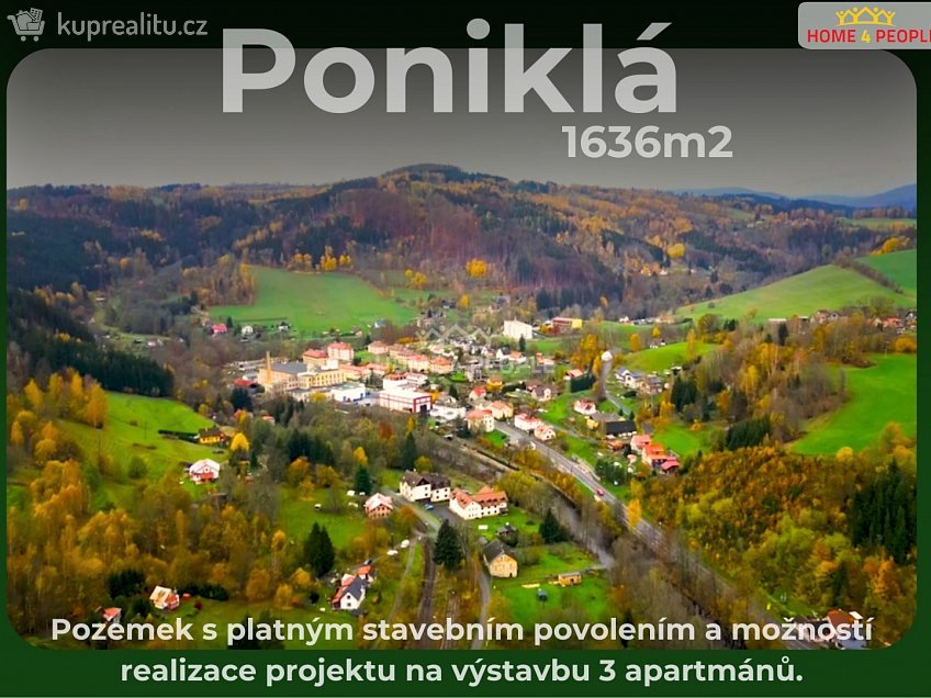 Prodej  stavebního pozemku 1636 m^2 Poniklá, Poniklá 