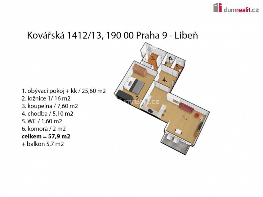 Prodej bytu 2+kk 64 m^2 Kovářská, Praha 9 