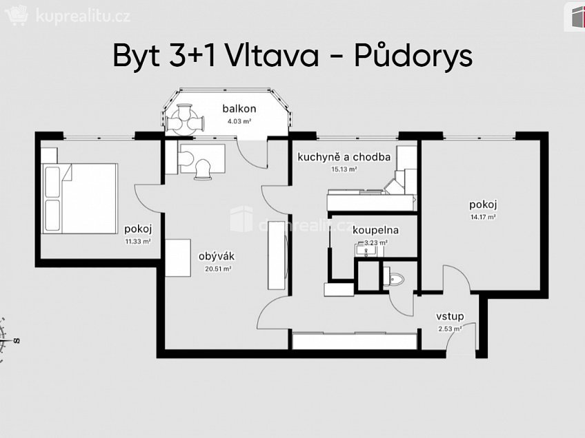 Pronájem bytu 3+1 74 m^2 Fr. Ondříčka, České Budějovice 