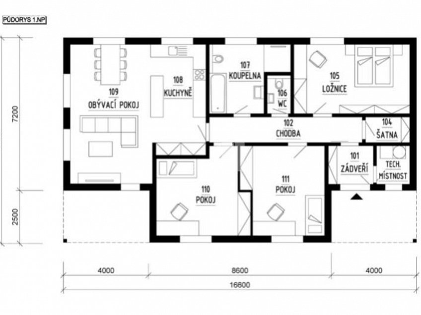 Prodej  projektu  rodinného domu 116 m^2 Bezručova, Kolín 