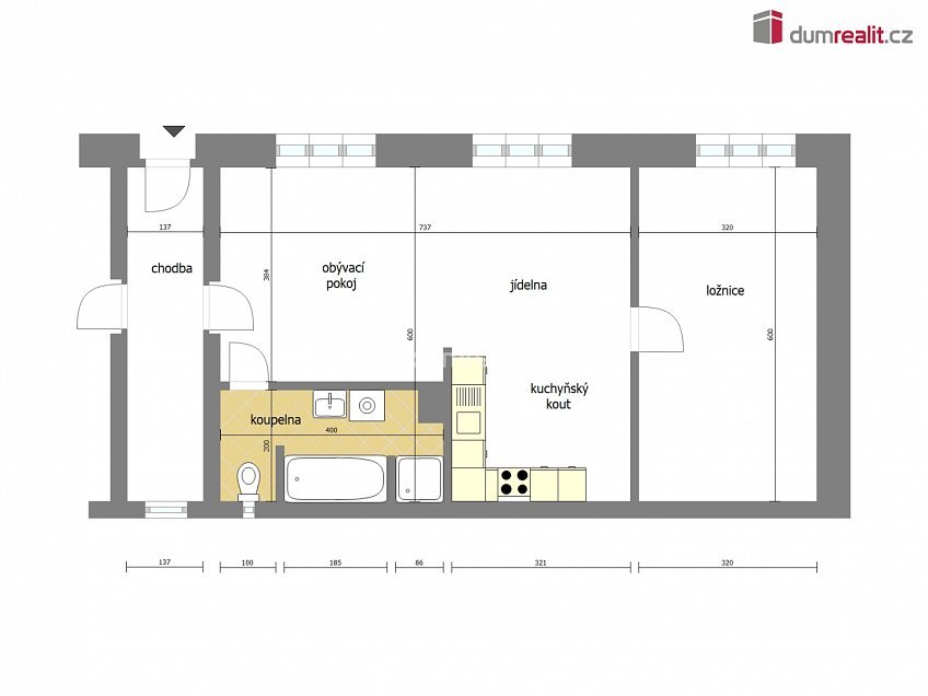 Pronájem bytu 3+kk 62 m^2 Záryby, Záryby 