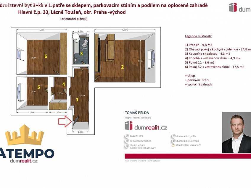 Prodej bytu 3+kk 74 m^2 Hlavní, Lázně Toušeň 