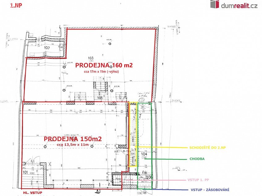 Pronájem  obchodních prostor 600 m^2 Dolní Valy, Hodonín 