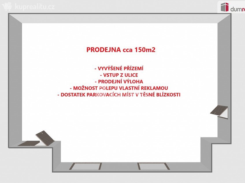 Pronájem  obchodních prostor 150 m^2 Dolní Valy, Hodonín 