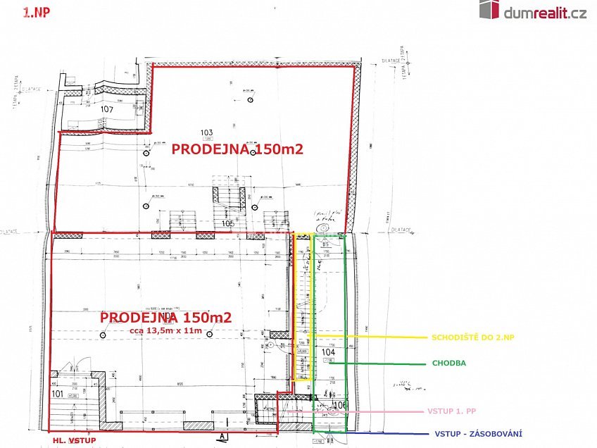 Pronájem  obchodních prostor 130 m^2 Dolní Valy, Hodonín 