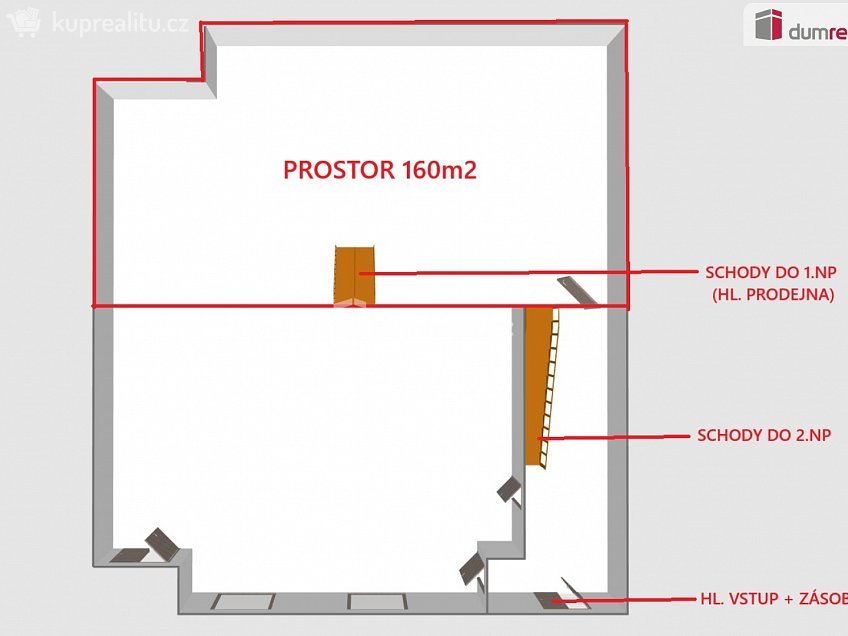 Pronájem  obchodních prostor 160 m^2 Dolní Valy, Hodonín 