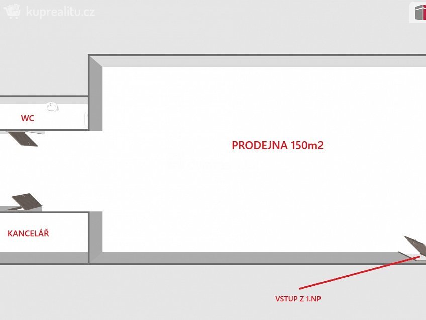 Pronájem  obchodních prostor 150 m^2 Dolní Valy, Hodonín 