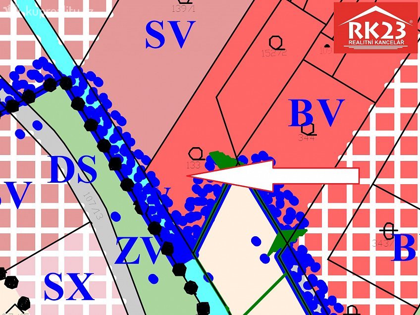 Prodej  stavebního pozemku 890 m^2 Trstěnice, Trstěnice 