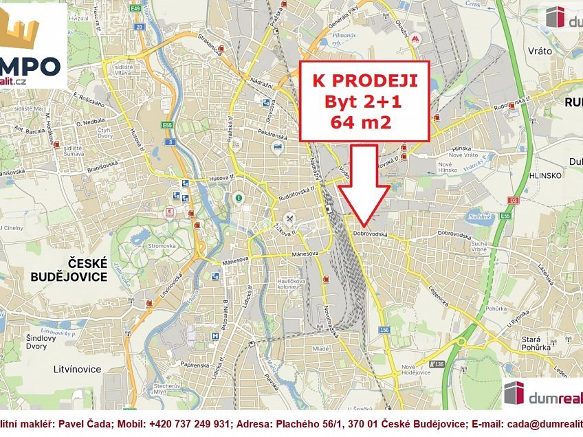 Prodej bytu 2+1 64 m^2 Dobrovodská, České Budějovice 