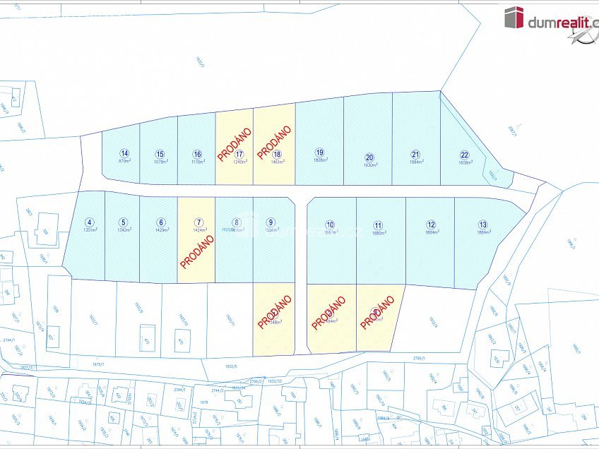 Prodej  stavebního pozemku 2047 m^2 Tři Sekery, Tři Sekery 