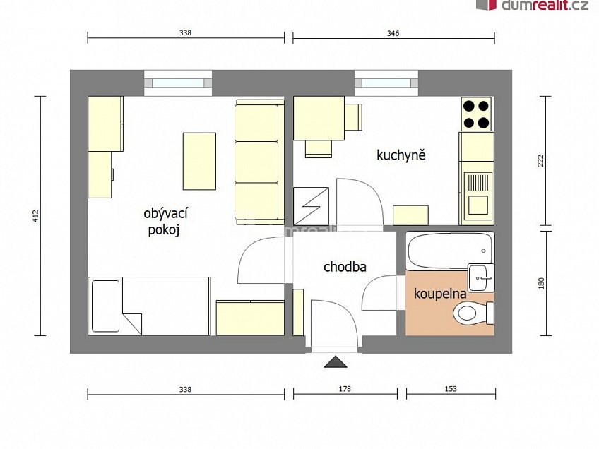 Prodej bytu 1+1 30 m^2 Školní, Neratovice 