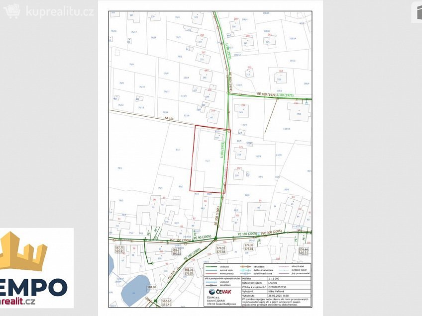 Prodej  stavebního pozemku 658 m^2 Zahradní, Lhenice 