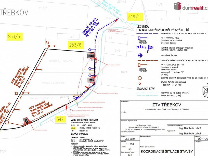 Prodej  stavebního pozemku 1282 m^2 Předotice, Předotice 