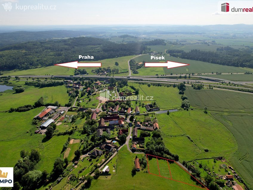 Prodej  stavebního pozemku 1282 m^2 Předotice, Předotice 