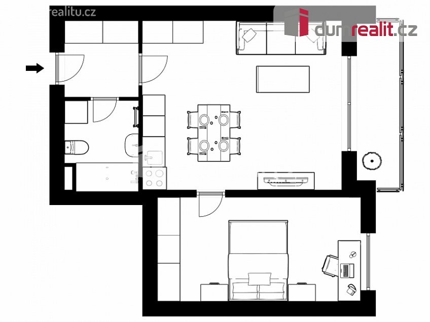 Pronájem bytu 2+kk 52 m^2 Na Zlaté stoce, České Budějovice 